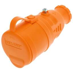 REXANT (111-123) Розетка переносная с крышкой, с/з, 16 А, IP44, каучук оранжевая