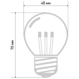NEON-NIGHT Ретро-лампа светодиодная, диаметр 45мм, E27, 6 LED, 2Вт, ЖЕЛТЫЙ, прозрачная колба, 230В