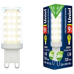 UNIEL (UL-00006488) LED-JCD-9W/3000K/G9/CL GLZ09TR