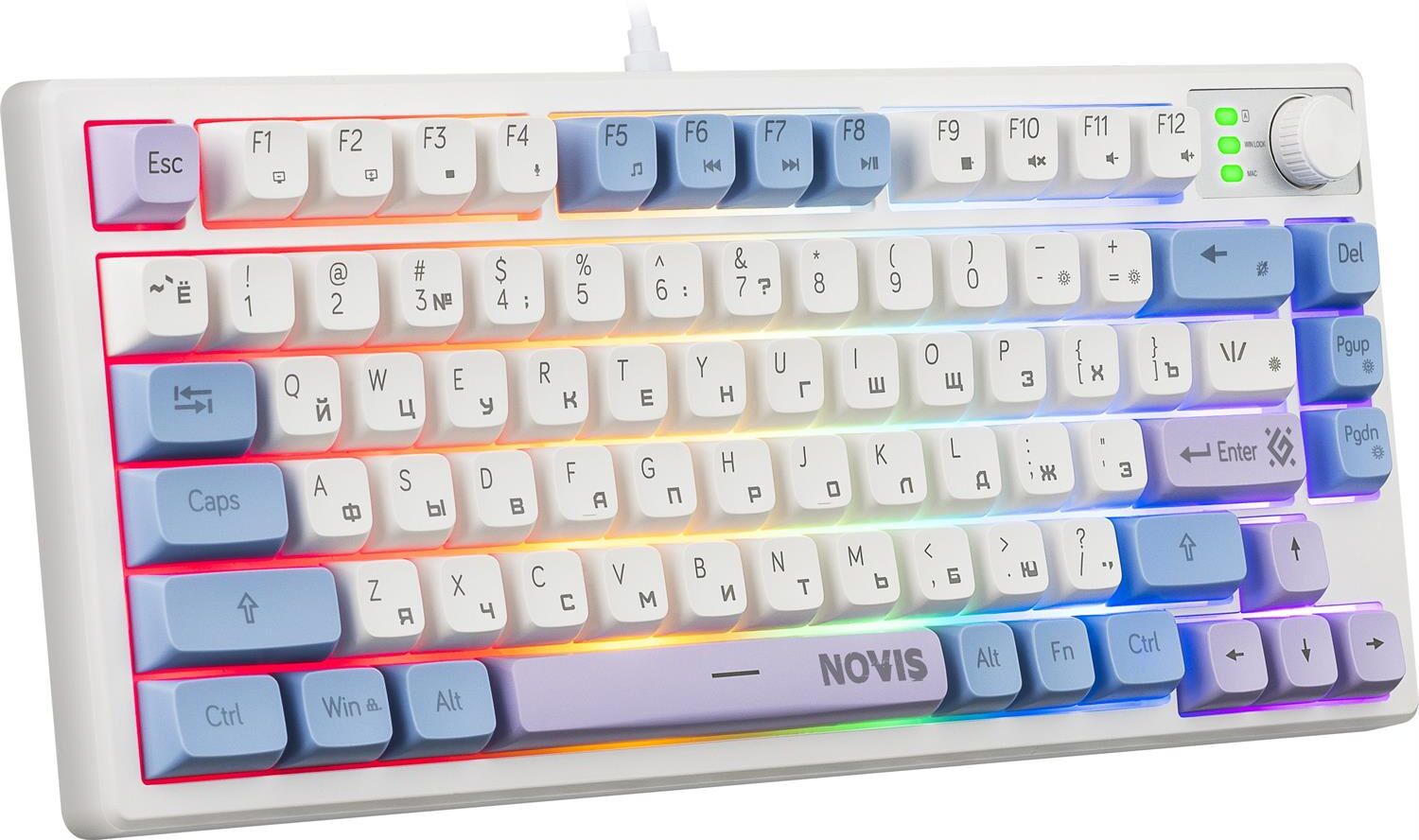 Клавиатура DEFENDER (45318) Novis GK-318 RU,белый/голубой
