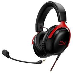 HYPERX Гарнитура игровая Cloud III, для компьютера и игровых консолей, мониторные, проводные, черный / красный [727a9aa]