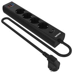 PHILIPS Сетевой фильтр CHP4346BB/51 3м (4 розетки) черный (коробка)