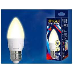 UNIEL (UL-00002414) LED-C37 7W/WW/E27 свеча Теплый белый свет