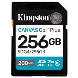 KINGSTON Карта памяти SDXC UHS-I Canvas Go Plus 256 ГБ, 170 МБ/с, Class 10, SDG4/256GB, 1 шт., с адаптером