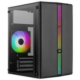 AEROCOOL Корпус MINITOWER Micro-ATX Mini-ITX W/PSU 12cm Fan RGB black EVO Mini-G-BK-v1