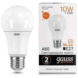 GAUSS Упаковка ламп LED E27, груша, 10Вт, 10 шт. [23210]