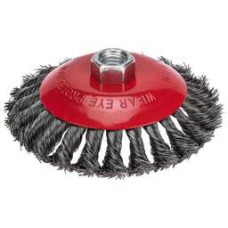 KRANZ (KR-91-1203) Щетка коническая для УШМ, крученая стальная проволока, 125мм, М14