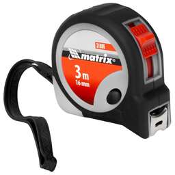 MATRIX Рулетка Continuous fixation,3 м х 16 мм,двухкомпонентный корпус,плавная фиксация 31086