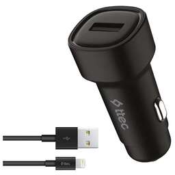 TTEC Автомобильное зарядное устройство SmartCharger 2.4A Car Charger с кабелем Lightning. Цвет: черный