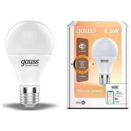 GAUSS Умная лампа IoT Smart Home E27 8.5Вт 806lm Wi-Fi (упак.:1шт) (1050112)