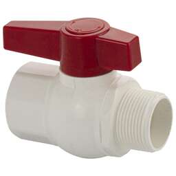 МАК - Кран шаровый 1 1/4" г/ш, резьбовой, ручка-рычаг, из ПВХ (PVC-U) пластика, цвет БЕЛЫЙ. 496