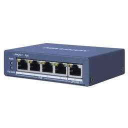 HIKVISION Коммутатор DS-3E0505P-E(B) 1x100Мбит/с 4x1Гбит/с 4PoE+ 60W неуправляемый