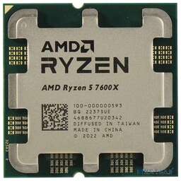 AMD CPU Ryzen 5 7600X BOX (100-100000593WOF) {4.7/5.0GHz Boost,38MB,105W,AM5, with Radeon Graphics, без кулера}