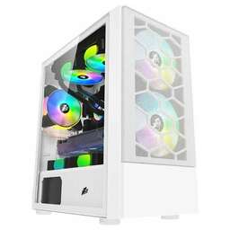 1STPLAYER Корпус FIREBASE X4-M White / mATX, TG 1x120mm & 2x140mm LED fans inc. X4-M-WH-2F1P-W-1F1-W