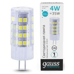 GAUSS Упаковка ламп LED G4, капсульная, 4Вт, 10724, 10 шт