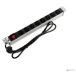 ЦМО REM Блок розеток Rem-16 с выкл., 8 Shuko, 16A, алюм., 19", шнур 3 м. (R-16-8S-V-440-3)