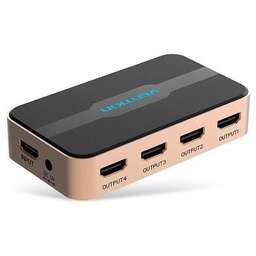 VENTION Сплиттер видео 4xHDMI (f) - ver 1.4, GOLD, золотистый [accg0]