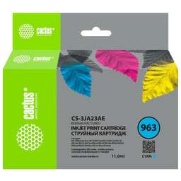 CACTUS Картридж струйный CS-3JA23AE 963 голуб.пигм. (11мл) для HP OfficeJet 9010/9012/9013/9014/9015/9016/9019/9020/9025 с чипом