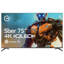 SBER 75" Телевизор SDX-75UQ5233 QLED, 4K Ultra HD, титан, СМАРТ ТВ, Салют ТВ