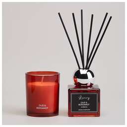 LEFARD НАБОР АРОМАТИЧЕСКИЙ "LUXURY" СВЕЧА В СТАКАНЕ 6*7,5 СМ И ДИФФУЗОР 70 МЛ OUD&BERGAMOT 605-120