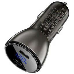 ACEFAST B10 metal car charger 60W (USB-C + USB-C) with digital display черный