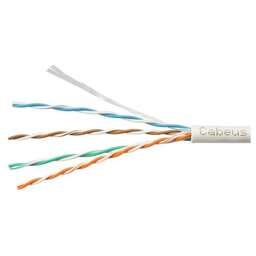 CABEUS Кабель информационный UTP-4P-CAT.5E-SOLID-GY-100 кат.5E U/UTP 4 пары PVC внутренний 100м серый