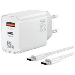AKSBERRY (6900286940011) T46 30W PD/QC3.0 + кабель Type c, белый
