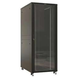 HYPERLINE Шкаф коммутационный (TTBR-4288-AS-RAL9004) напольный 42U 800x800мм пер.дв.стекл задн.дв.спл.стал.лист 2 бок.пан. 1000кг черный 710мм 2055мм IP20 сталь