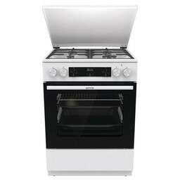 GORENJE Газовая плита GKS6C71WF, электрическая духовка, металлическая крышка, чугун, белый