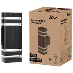 DUWI 24800 6 Светильник настенный, накладной, ТЕХНО ЛАЙТ, 110х130х291мм, 2хЕ27, пластик, IP65, черный, 10 лучей, 24800 6,