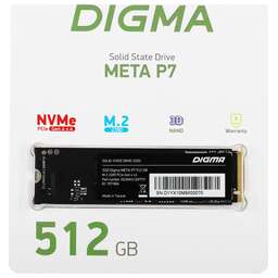 DIGMA SSD накопитель Meta P7 DGSM4512GP73T 512ГБ, M.2 2280, PCIe 4.0 x4, NVMe, M.2, rtl