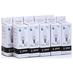 GAUSS Упаковка ламп LED E14, свеча, 6Вт, 10 шт. [33126]