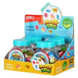 DELI Набор ластиков EH03206 Magic Zoo ассорти пласт.туб. (20шт)