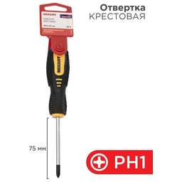 REXANT (12-6404) Отвертка крестовая PH1х75мм, двухкомпонентная рукоятка