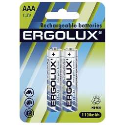 ERGOLUX (12446) AAA-1100MAH NI-MH BL-2 (NHAAA1100BL2, аккумулятор,1.2В)