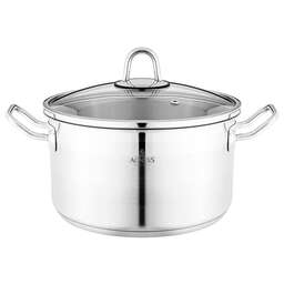 AGNESS 916-453 нерж. со стекл.крышкой 22X12см 4,2л