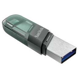 SANDISK Флеш-накопитель 256 Gb iXpand Flash Drive Flip разъемы Lightning/USB-A. Цвет: серебристо-зеленый