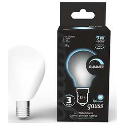 GAUSS Лампа светодиодная Filament 105201209-D 9Вт цок.:E14 шар 220B св.свеч.бел.нейт. (упак.:10шт)