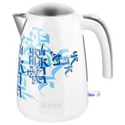 KITFORT Чайник электрический КТ-6772 1.7л. 2200Вт белый/синий корпус: металл/пластик