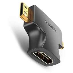 VENTION Переходник видео AGFB0, HDMI (f) - Micro HDMI (m), Mini HDMI (m), ver 1.4, GOLD, черный