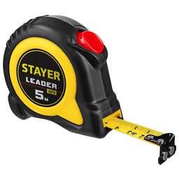 STAYER Leader, 5 м х 19 мм, рулетка с автостопом, Professional (3402-05-19)