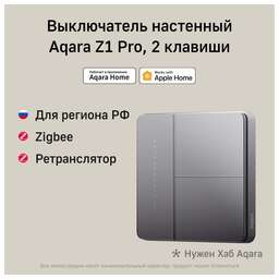 AQARA Умный выключатель Z1 Pro ZNQBKG43LM 2-хкл. графитовый (ZNQBKG43LM_GR)