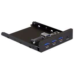 EXEGATE U3H-623, 3,5", 3*USB3.0+1*TypeC, черная, металл, подсоед. к MB (EX283579RUS)