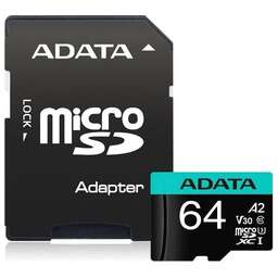 ADATA Карта памяти MICRO SDXC 64GB W/ADAP. AUSDX64GUI3V30SA2-RA1