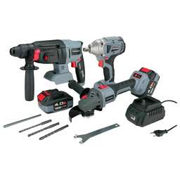 PROFIPOWER E0095 Аккумуляторный бесщеточный НАБОР 3в1 УШМ MKDGA-18V, гайковерт MKDTW-18V, перфоратор MKDHR-18V (Li-ion-2шт 18В, 4.0Ач, З/У)