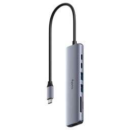 CUDY Разветвитель USB-C UH407 3порт. серебристый