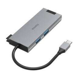 Hama 5 портов, 2x USB-A USB-C HDMI LAN/Ethernet, серый (200109)