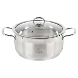 RASHEL Кастрюля R-50, 5л из нержавеющей стали со стекл. кр., 24х11,5см