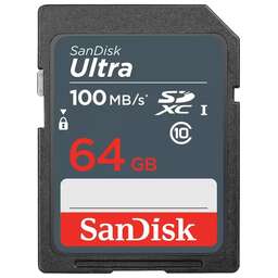 SANDISK Карта памяти SDXC UHS-I Ultra 64 ГБ, 100 МБ/с, Class 10, SDSDUNR-064G-GN3IN, 1 шт