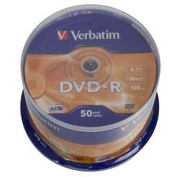 VERBATIM Оптический диск DVD-R 4.7ГБ 16x, 50шт., cake box [43548]